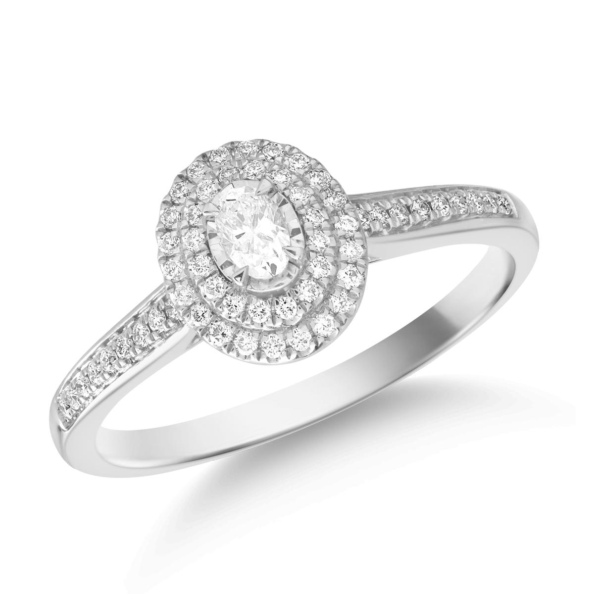 18K white gold ring with 0.1ct diamond and 0.14ct diamonds